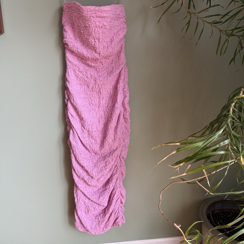 House of CB‎ TANA Pink Strapless Corset Midi Dress Women's Size SMALL.